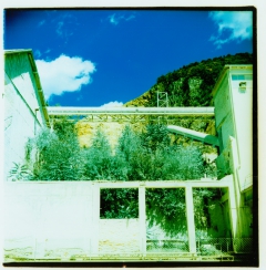 Industrial Post-Apocalypse. Camera: Lubitel 166. Film: Kodak E100VS, cross processed.